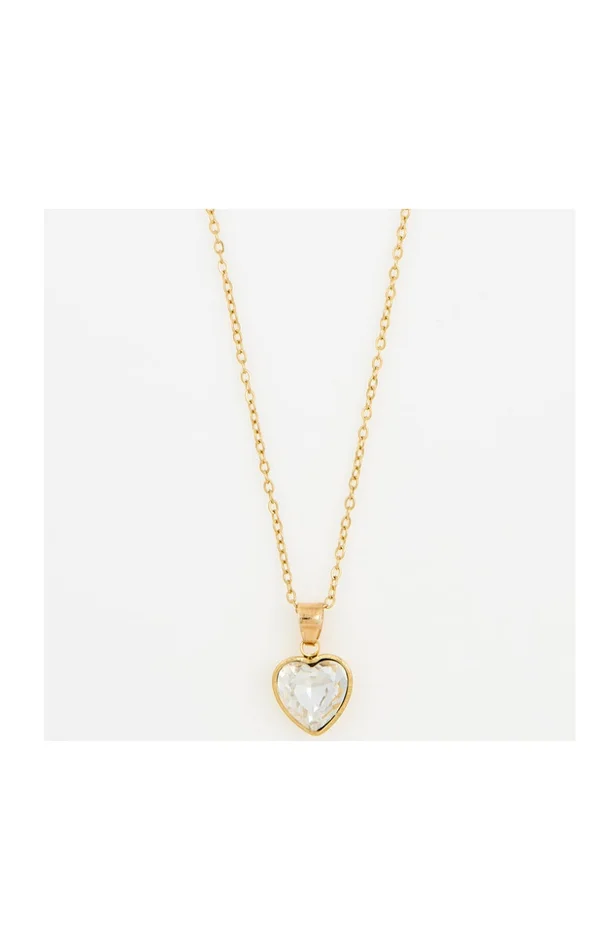 Collier – Acier inoxydable doré & pierre