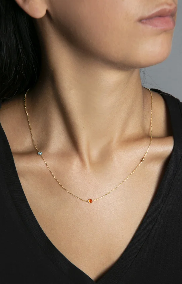 Collier – Argent 925 plaqué or & zircons colorés