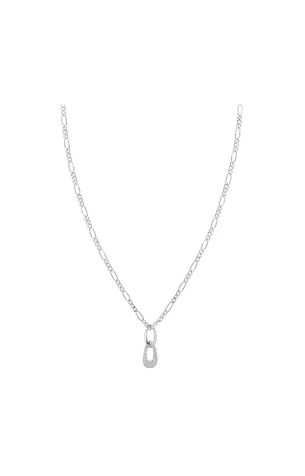 Collier – Laiton & cristaux – Argenté