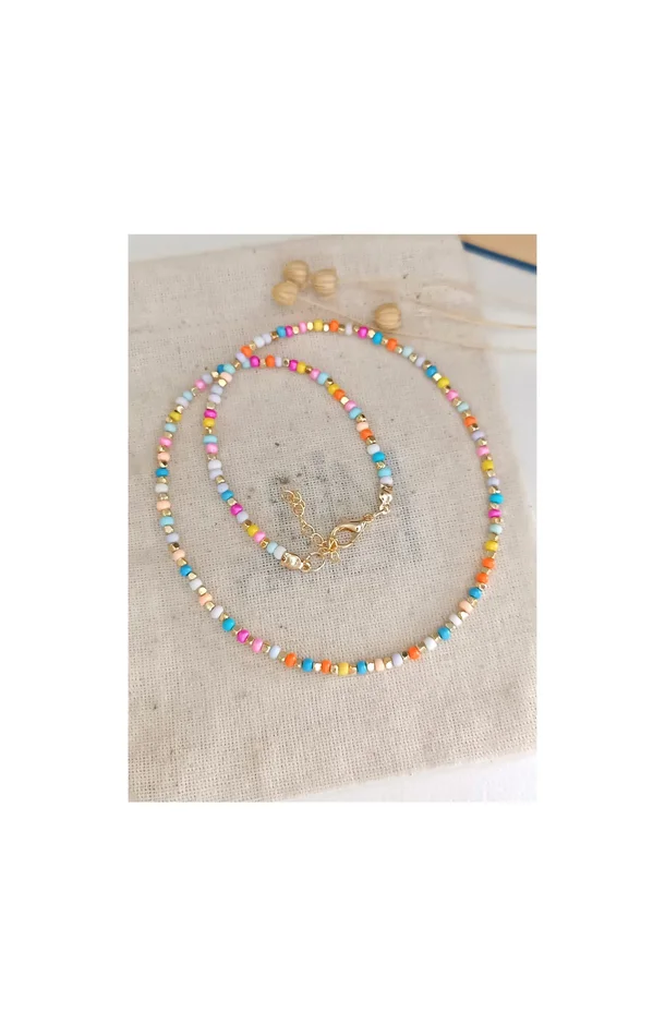 Collier – Laiton plaqué or & perles Miyuki – Multicolore