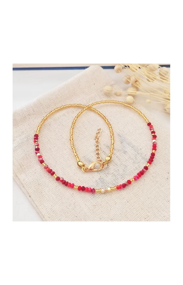 Collier – Laiton plaqué or & pierres