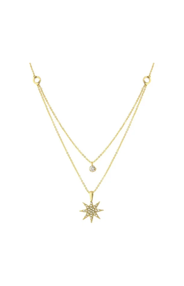Collier – Laiton plaqué or & zircons