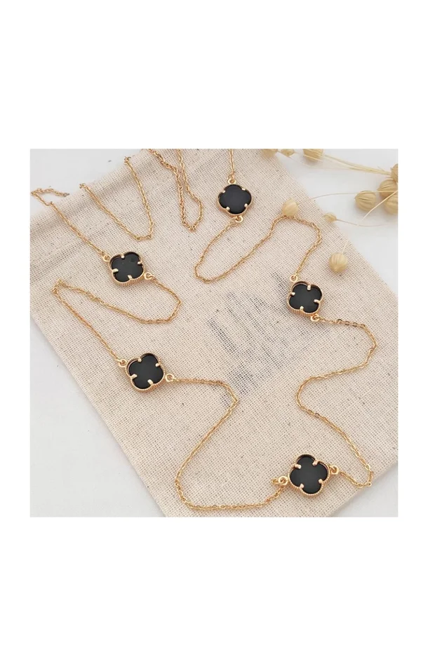Collier – Laiton plaqué or – Noir