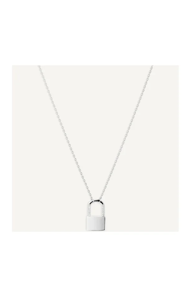 Collier – Lock Necklace – Laiton plaqué argent 10 microns