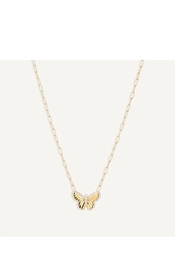 Collier – Papillon – Laiton doré or 1 micron