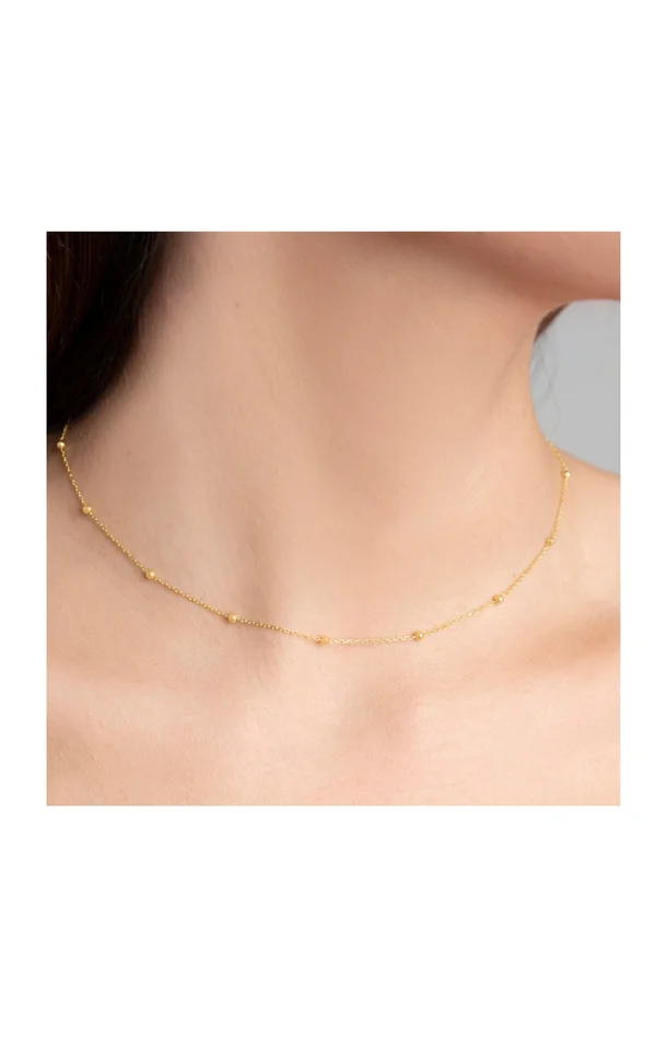 Collier chaîne perlée dorée – Argent 925 plaqué or