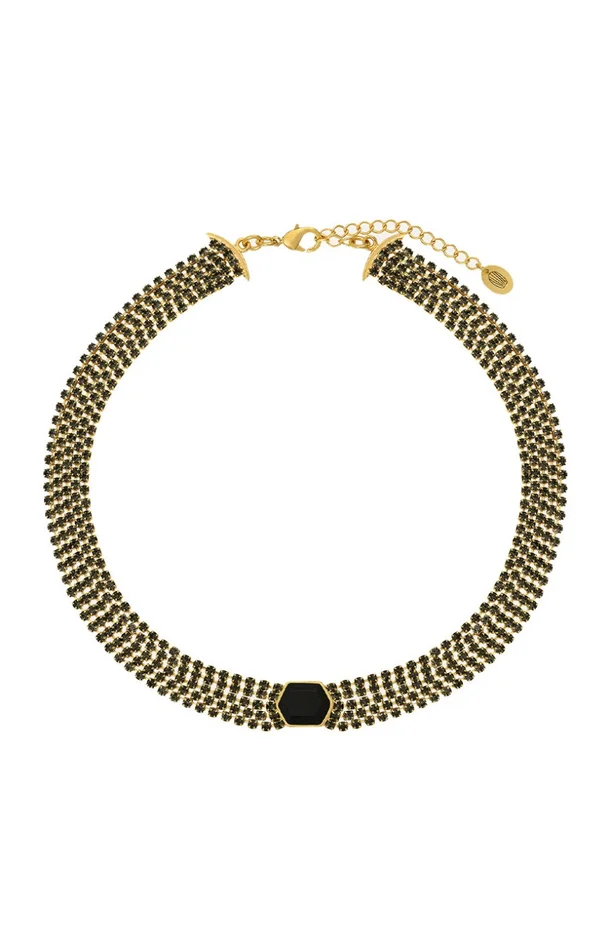 Collier choker Sparkling – Cristal, métal & résine