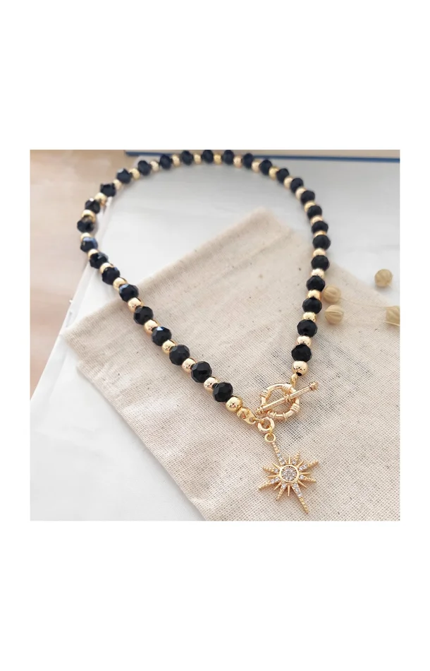 Collier étoile – Laiton plaqué or, cristaux & zircons