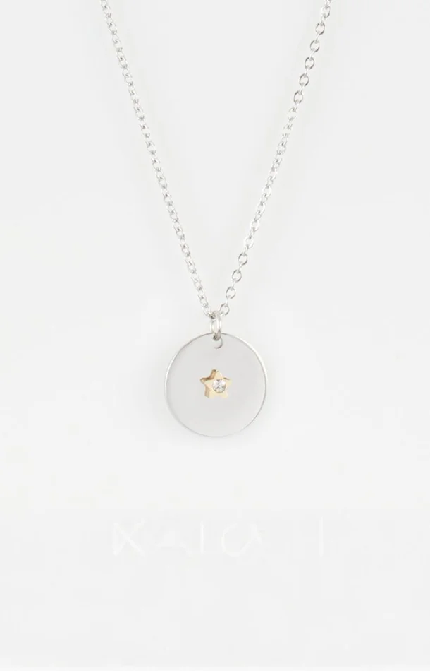 Collier pendentif – Acier inoxydable – Argenté & doré