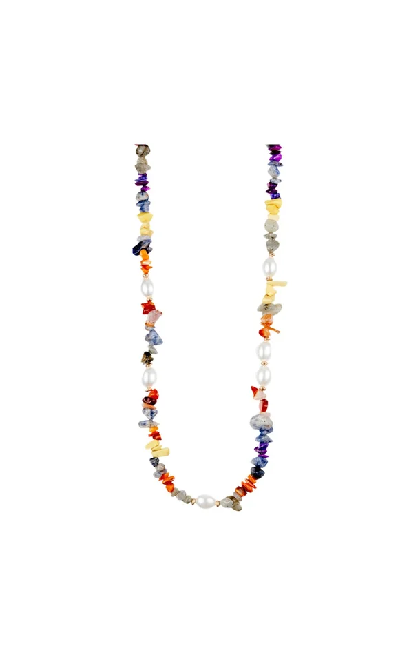 Collier pierres – Alliage doré & pierres naturelles