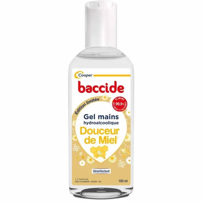 Cooper baccide gel sans rincage mains miel 100ml edition limitee