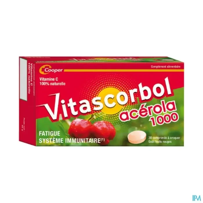 Cooper vitascorbolacerola 1000 comprime à croquer 30