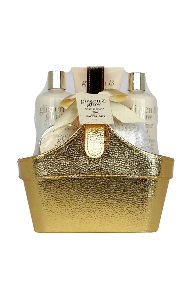 Corbeille de bain – Glisten & Glow Gold – 5 produits