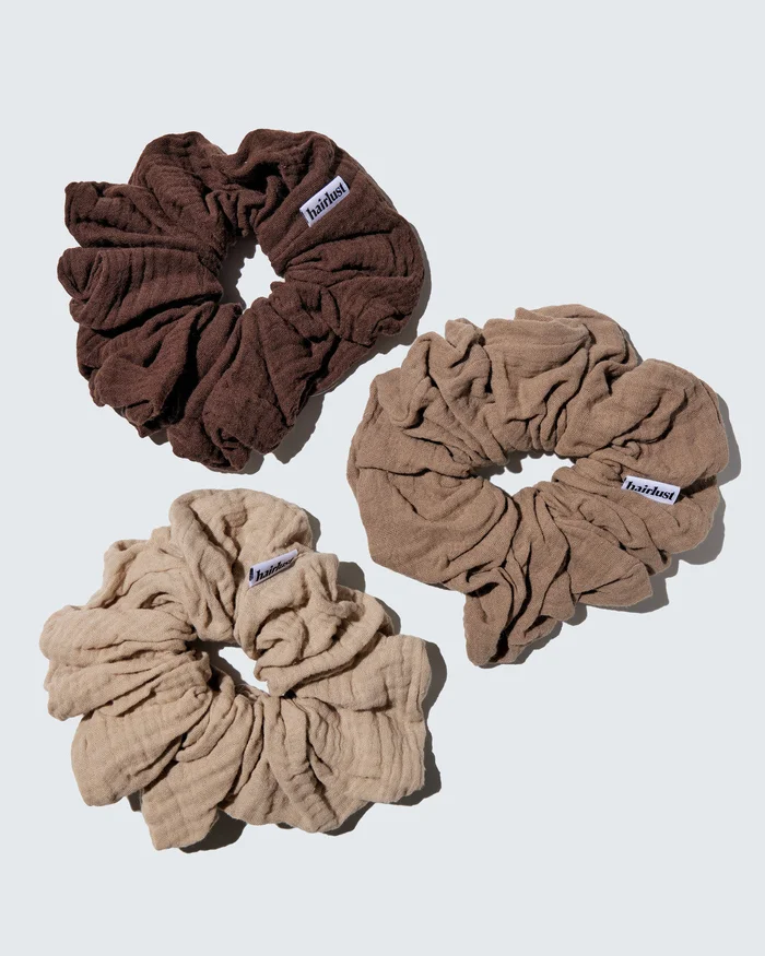 Cotton Scrunchies, XXL, 3-Pack, Café