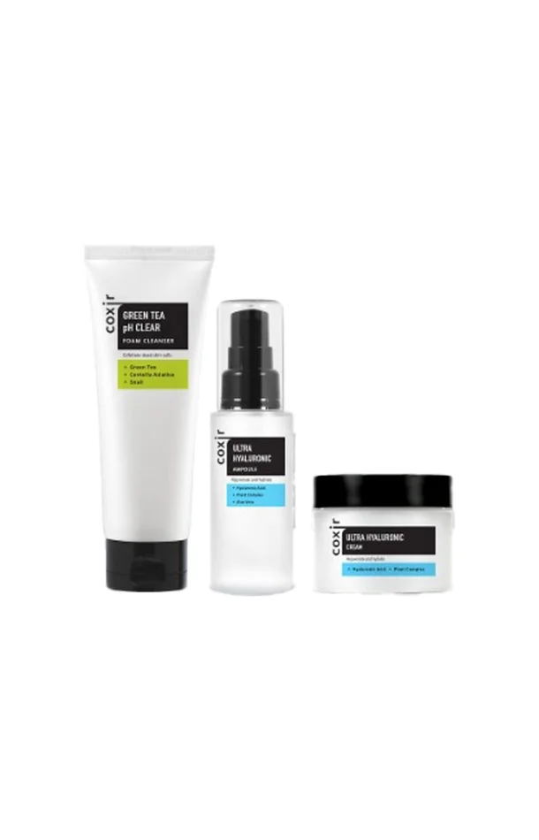 Coxir – Coffret hydratant – Acide hyaluronique – Visage – 3 produits