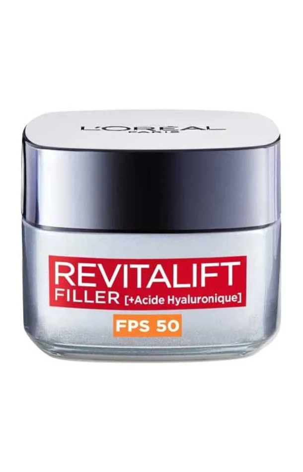 Crème anti-âge repulpante SPF 50 – Revitalift Filler – Acide hyaluronique – Visage