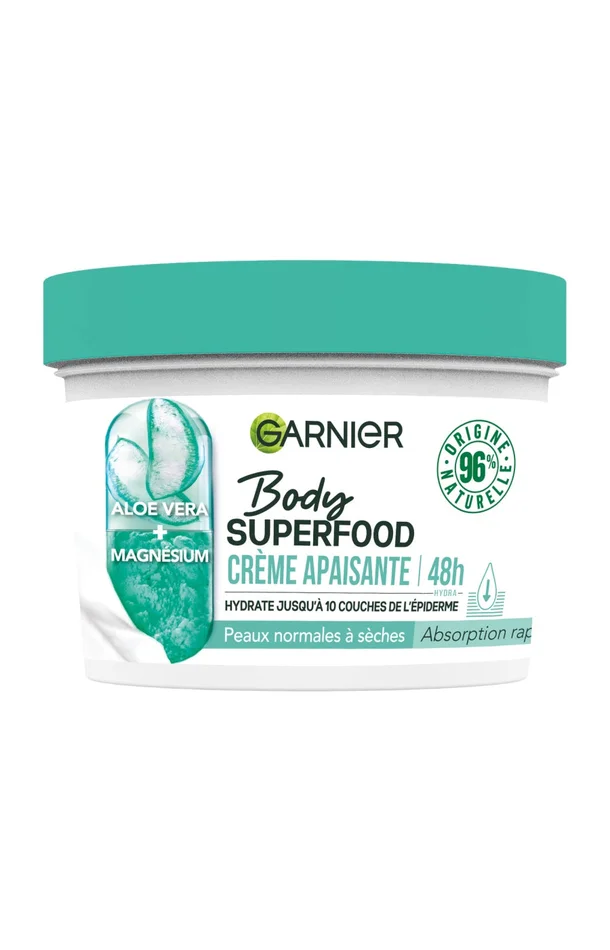 Crème apaisante – Superfood – Aloe vera & magnésium – Peaux normales à sèches – 380 ml