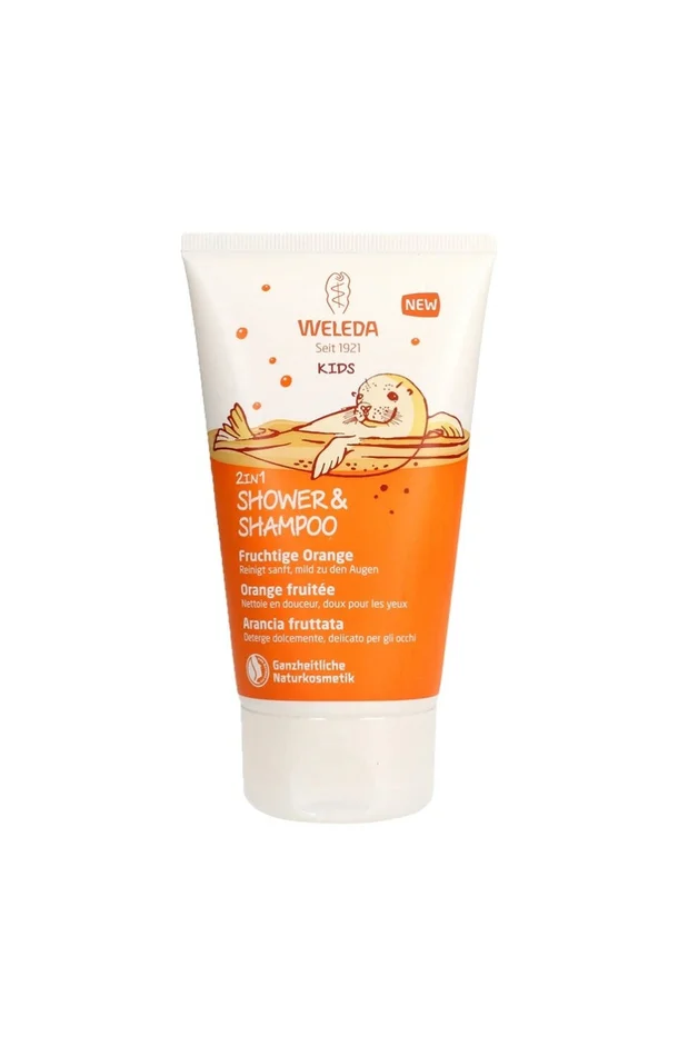 Crème de douche corps & cheveux 2-en-1 – Orange fruitée – Enfant – 150 ml