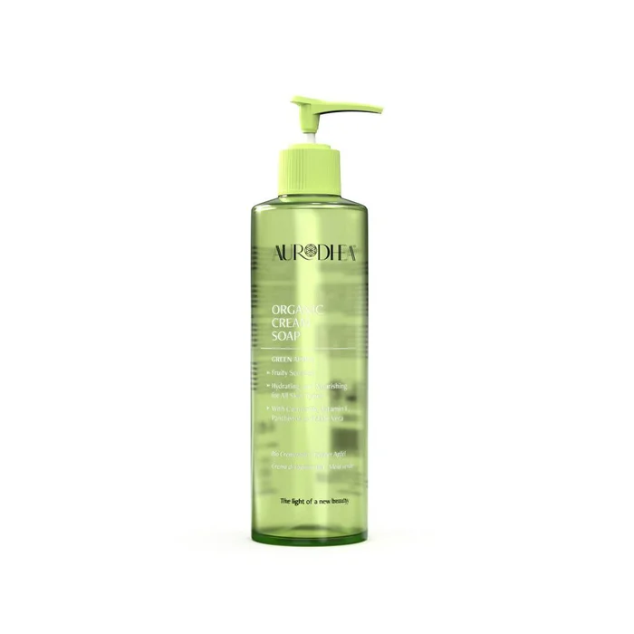Crème de savon à la pomme- Enrichie en camomille, vitamine E, panthénol et aloe vera.