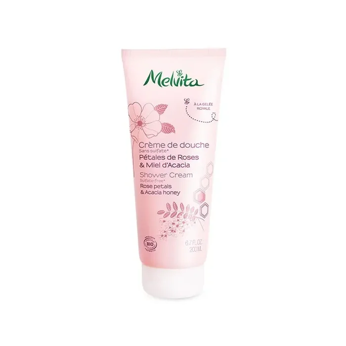 CREME DOUCHE PETALES DE ROSE et MIEL D‘ ACACIA BIO 200ML MELVITA