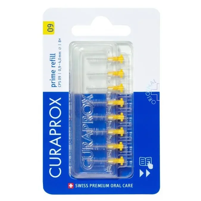 Curaprox CPS – 09 Prime Recharge Brossettes Interdentaires Jaunes, x8