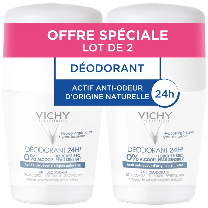 Déodorant 24H Toucher Sec – Roll-On 2×50 ml