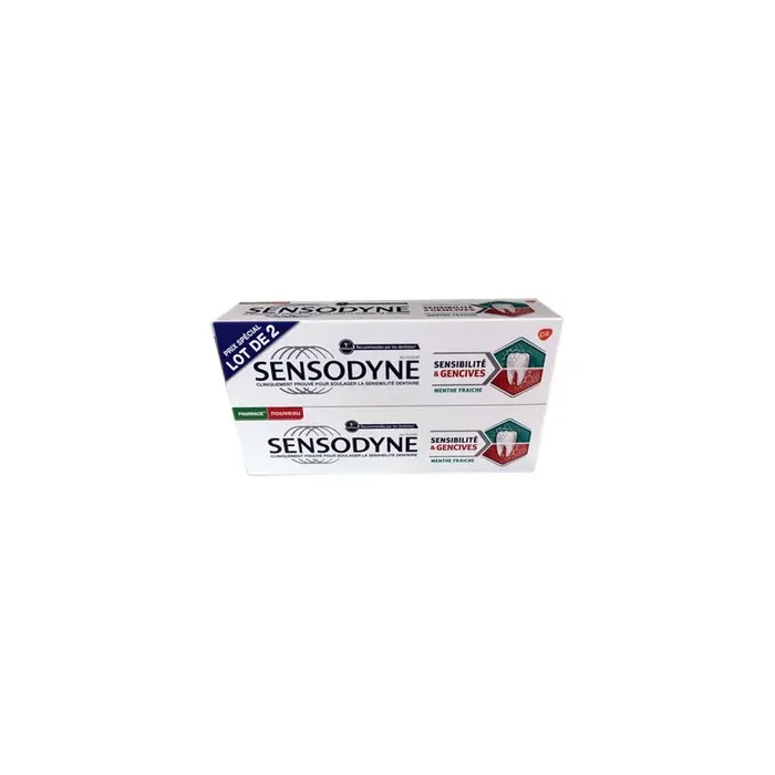 DENTIFRICE SENSIBILITÉ ET GENCIVES MENTHE FRAICHE LOT DE 2 X 75ML SENSODYNE
