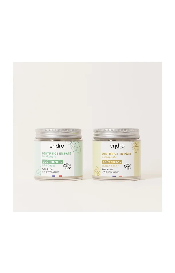 Dentifrices en pâte bio – Menthe & citron – 2 x 100 ml