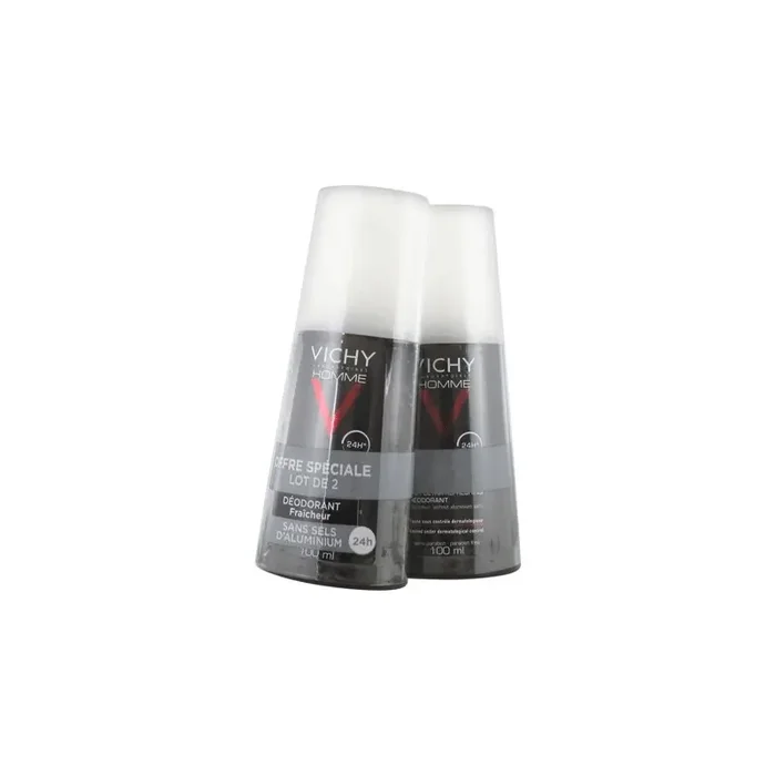 DEODORANT VAPORISATEUR FRAICHEUR 24H LOT DE 2X100ML VICHY HOMME