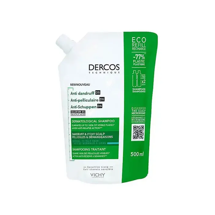 DERCOS DS SHAMPOOING ANTI PELLICULAIRE ECO RECHARGE 500ML VICHY