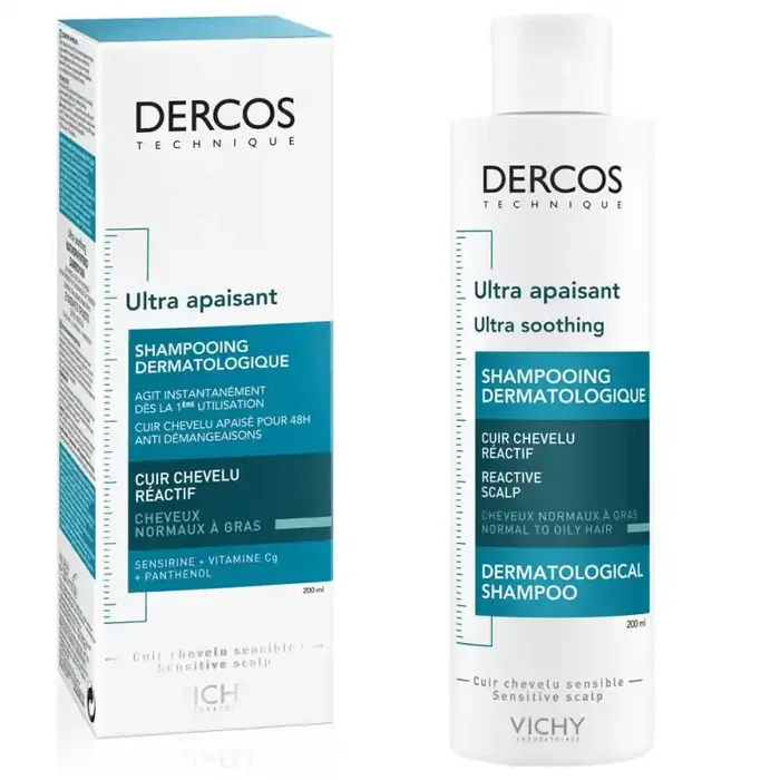 DERCOS ULTRA APAISANT SHAMPOOING DERMATOLOGIQUE CHEVEUX NORMAUX à GRAS 200ML VICHY