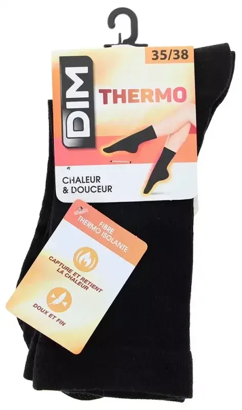 DIM Chaussettes Noires Thermo 1 Paire – Taille 35/38
