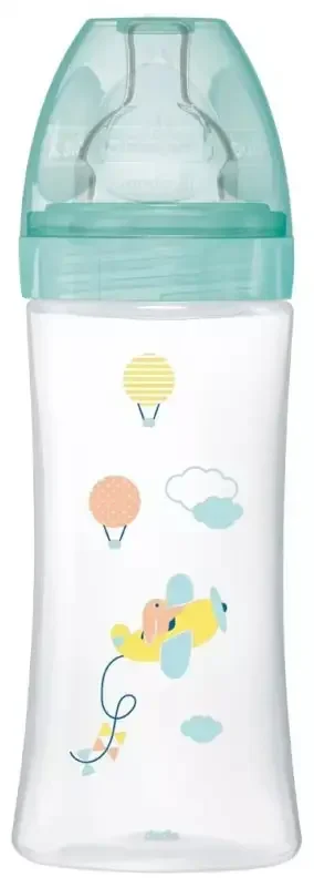 Dodie Biberon Sensation+ 330 ml Vert Dinosaure +6 Mois Tétine Plate Débit 3 – Modèle Air