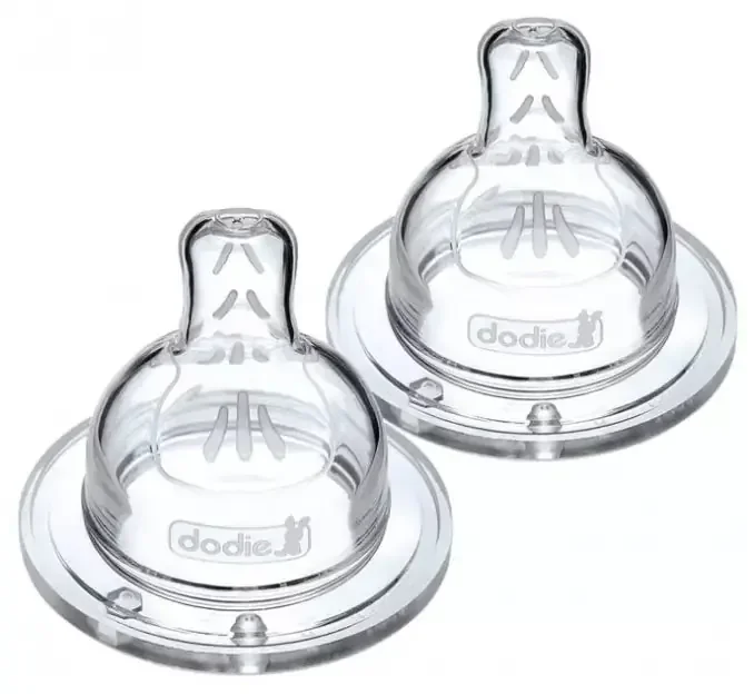 Dodie Tétine Sensation+ Plate – Col Large – 0-6 Mois – Silicone Débit 2 – Lot de 2