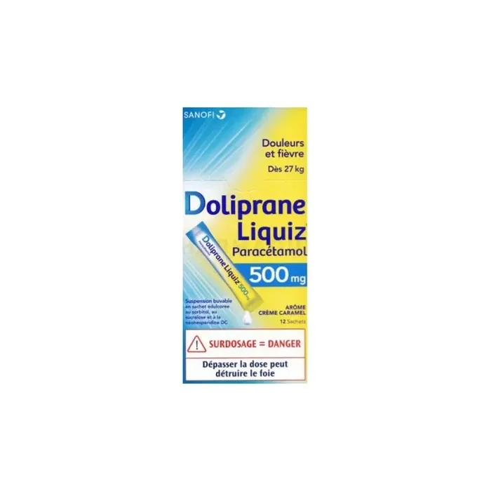 Doliprane Liquiz 500mg suspension buvable 12 sachets