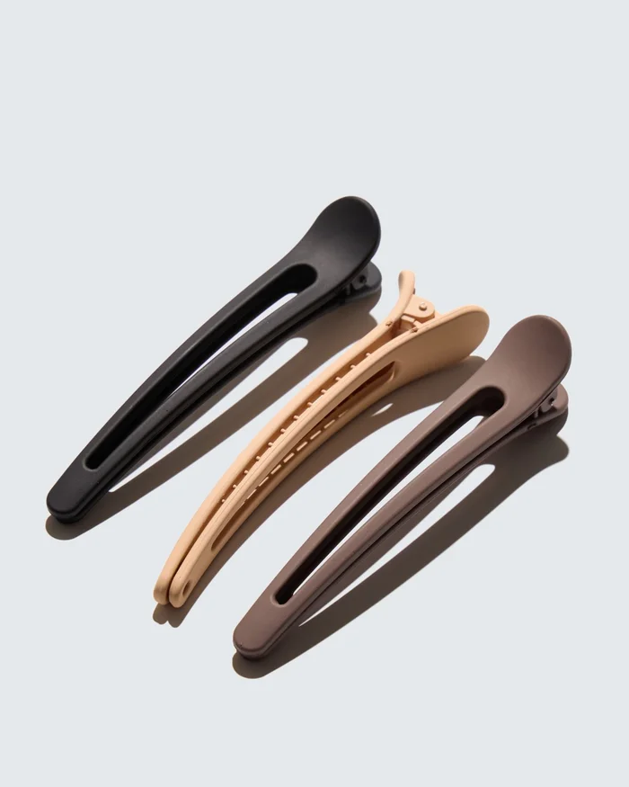 Duck Bill Hair Clips, 3-Pack, Café