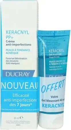 Ducray keracnyl pp+ crème anti imperfections 30ml duo gel moussant offert