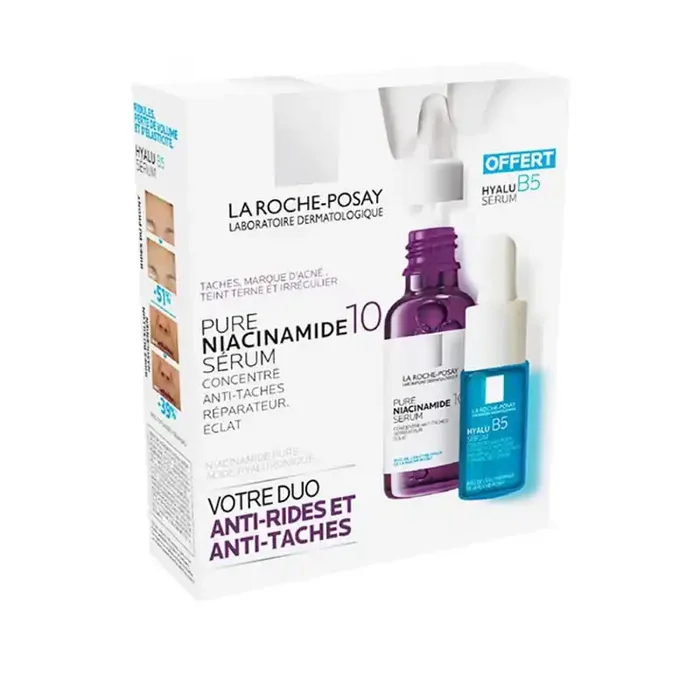 DUO PURE NIACINAMIDE 10 SERUM 30ML + OFFERT HYALU B5 SERUM CONCENTRE ANTIRIDES REPARATEUR REPULPANT 10ML LA ROCHE POSAY