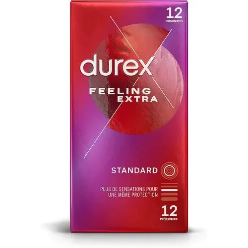 DUREX FEELING EXTRA Taille Standard – 12 Préservatifs