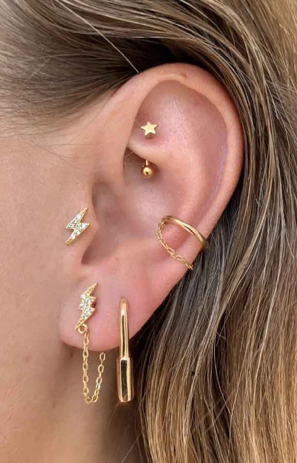 Earcuff – Chain – Laiton doré or 1 micron