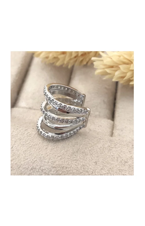 Earcuff argenté – Zircons