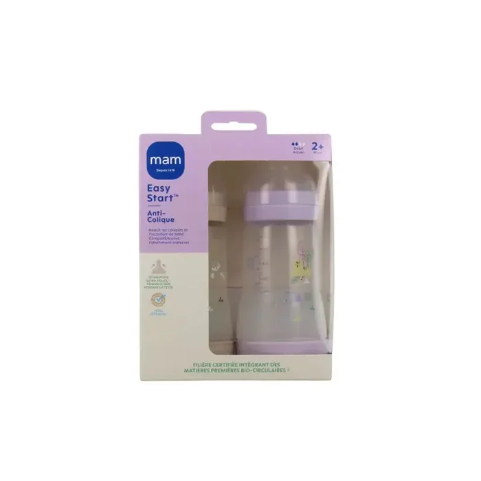 EASY START ANTI COLIQUE 2MOIS+ DEBIT MOYEN 2X260ML LILAS SABLE MAM