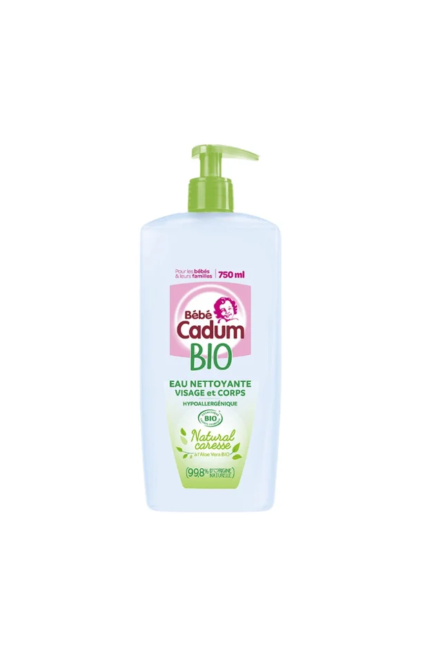 Eau nettoyante bio – Aloe vera – Visage & corps – Bébé – 750 ml