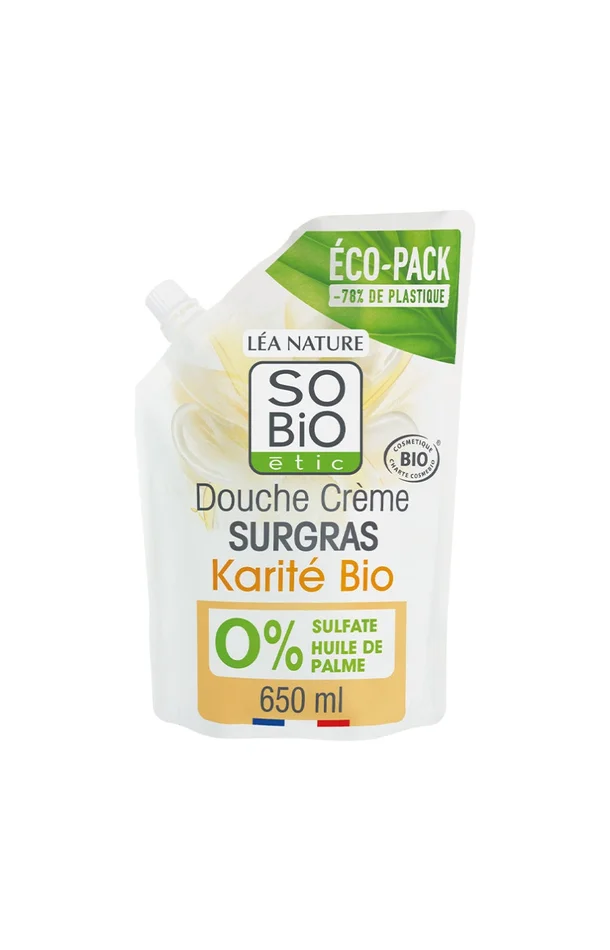 Eco-recharge douche crème surgras bio – Beurre de karité – 650 ml
