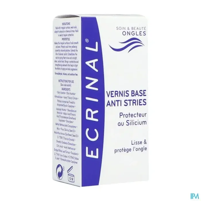 Ecrinal ongles vernis base antistries au silicium 10ml