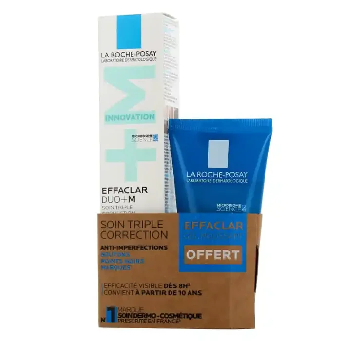EFFACLAR DUO + M SOIN TRIPLE CORRECTION ANTI-IMPERFECTIONS 40ML + GEL MOUSSANT OFFERT LA ROCHE POSAY