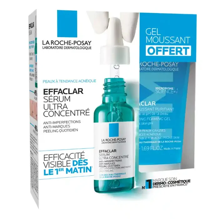 EFFACLAR SERUM ULTRA CONCENTRÉ 30ML + GEL MOUSSANT PURIFIANT OFFERT LA ROCHE POSAY