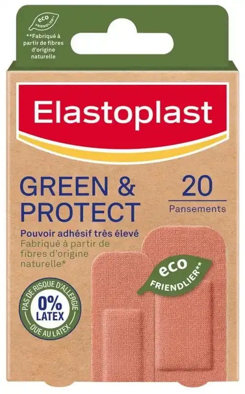 Elastoplast Green & Protect Tissu – 20 Pansements – 2 Formats
