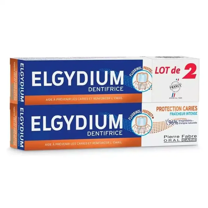 Elgydium Dentifrice protection caries fraîcheur intense – 2 x 75ml