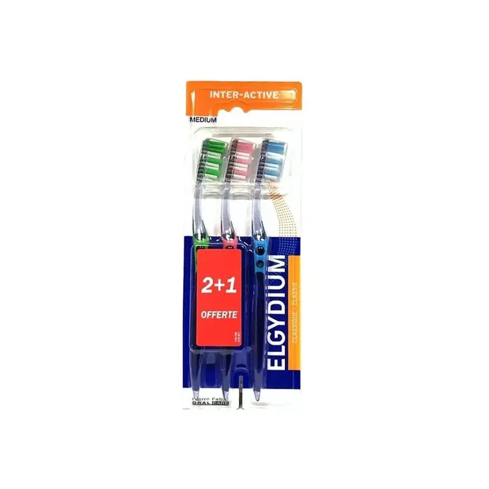 Elgydium interactive brosse a dents medium 2 + 1 offerte